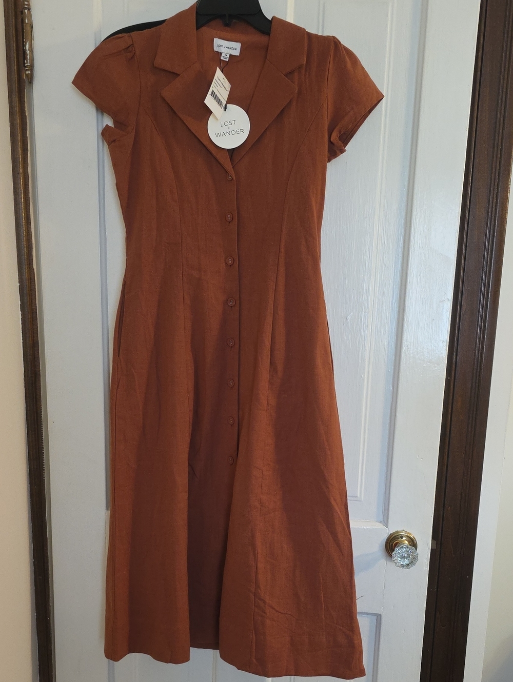 Lost + Wander Terracotta (Rust) Button-Front Midi Dress